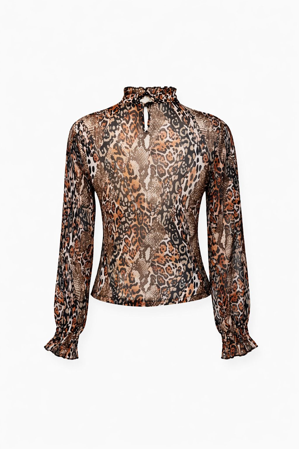 Blusa Mesh Animal High Neck