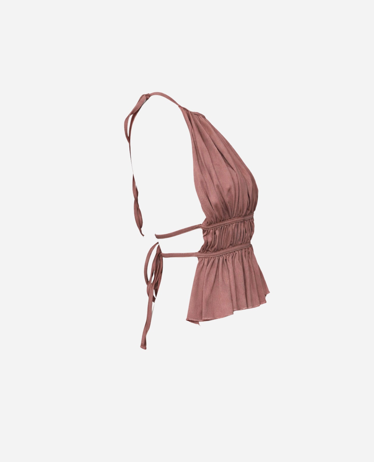 Top Halter Fruncido Peplum Dusty Rose