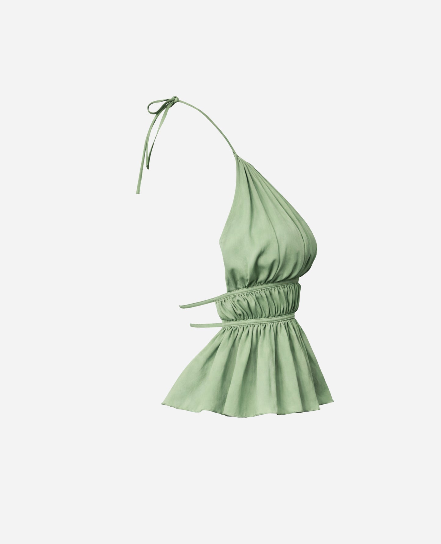 Top Halter Fruncido Peplum Dusty Green
