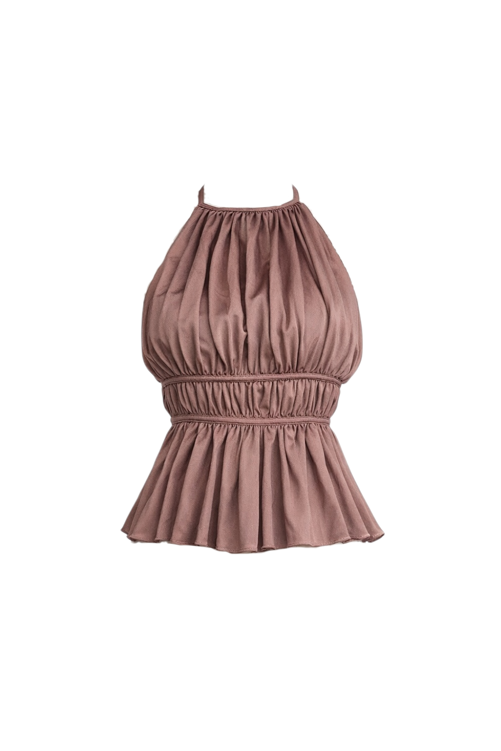 Top Halter Fruncido Peplum Dusty Rose