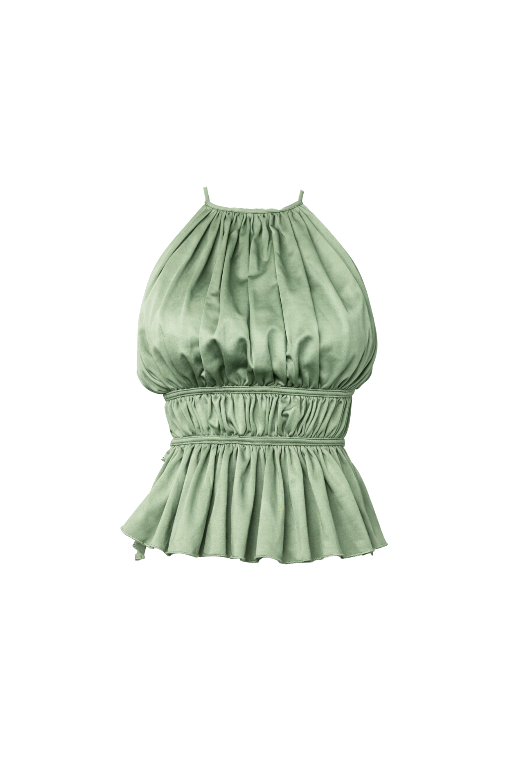 Top Halter Fruncido Peplum Dusty Green