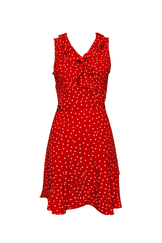Vestido VEM·VER Ruffle Polka Dot Rojo