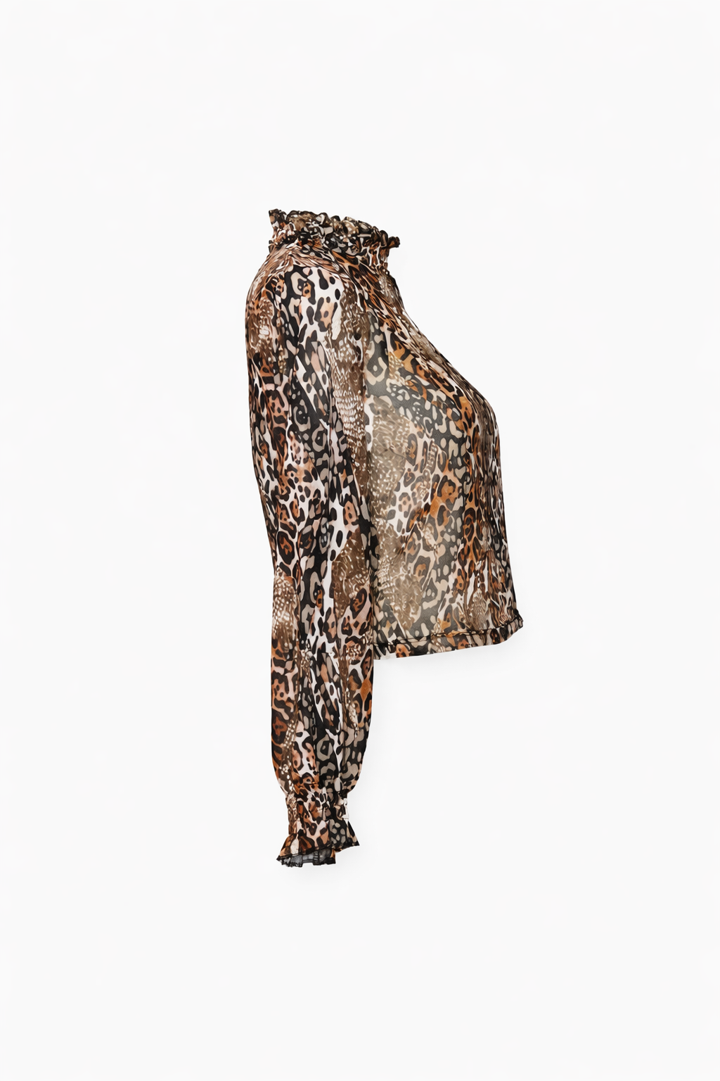 Blusa Mesh Animal High Neck