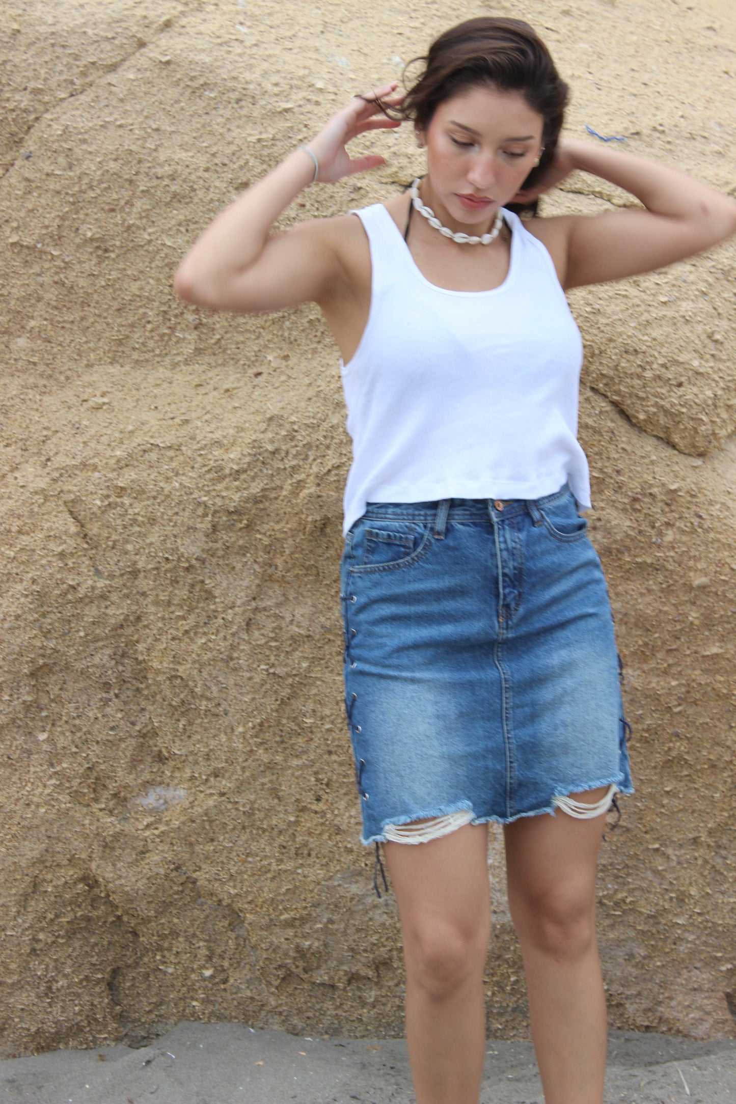 Mini Falda Peackly Denim Lace